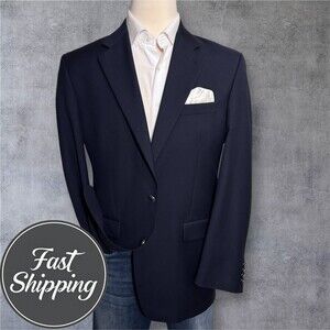 MICHAEL KORS Mens 42R Navy Blue Wool Blazer Sport Coat Two Button Jacket Suits